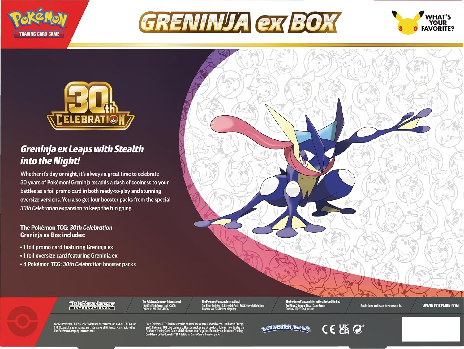 Pokémon Greninja EX Box 30th Aniversario