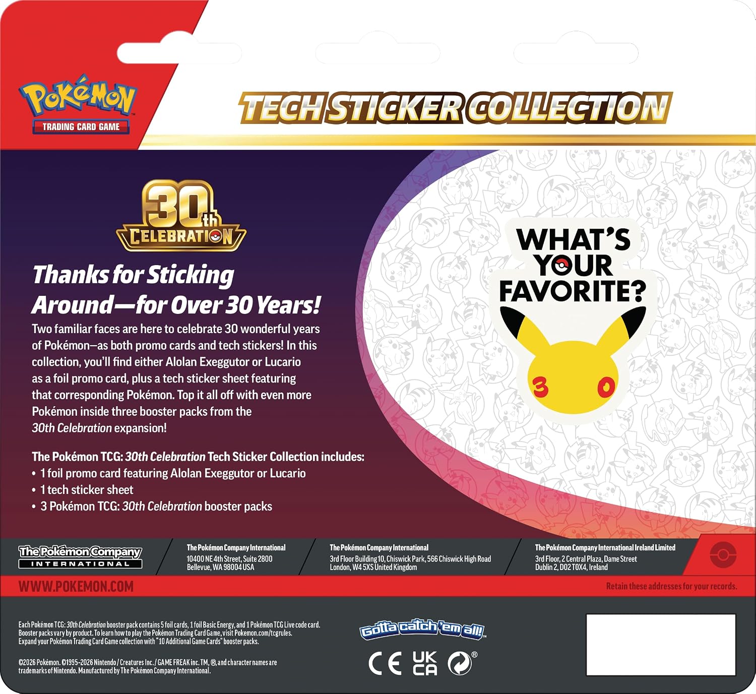 Pokémon Tech Sticker Collection Lucario 30th Aniversario